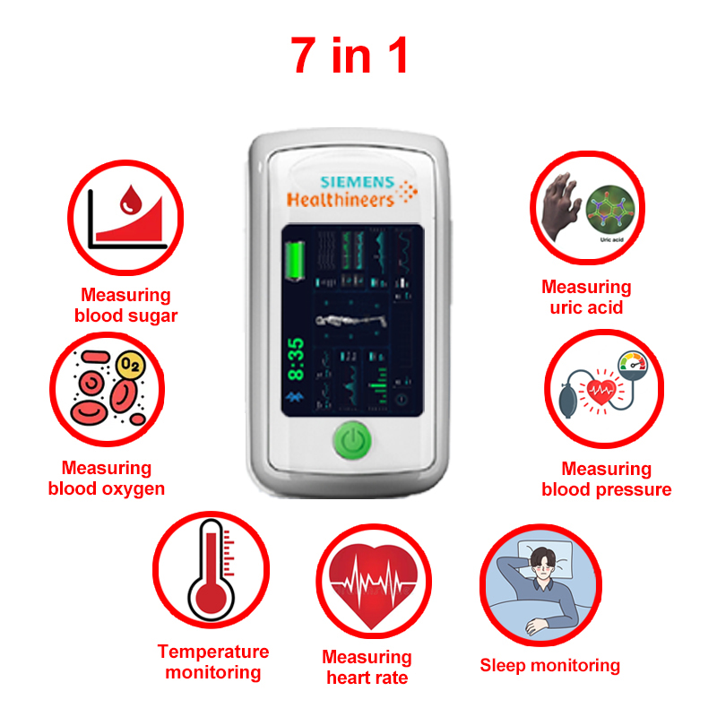 7 in 1 (misurazione non invasiva della glicemia + acido urico + ossigeno nel sangue + frequenza cardiaca + pressione sanguigna + monitoraggio del sonno + monitoraggio della temperatura corporea)